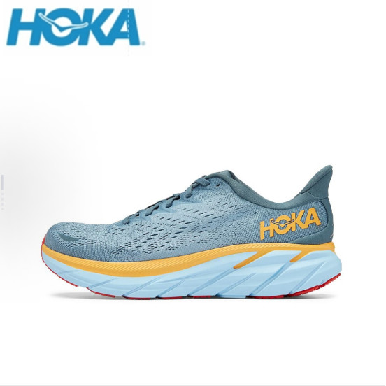 【ของแท้ 100%】HOKA ONE ONE Clifton 8 Low Help Mountain Spring Blue