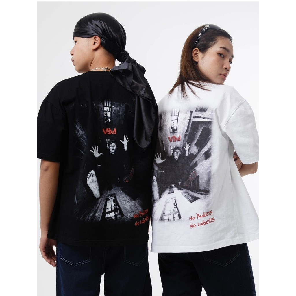 INFIVIDA-No Rules No Labels เสื้อยืด โอเวอร์ไซส์ คอตตอน 100% สีดำ สีขาว