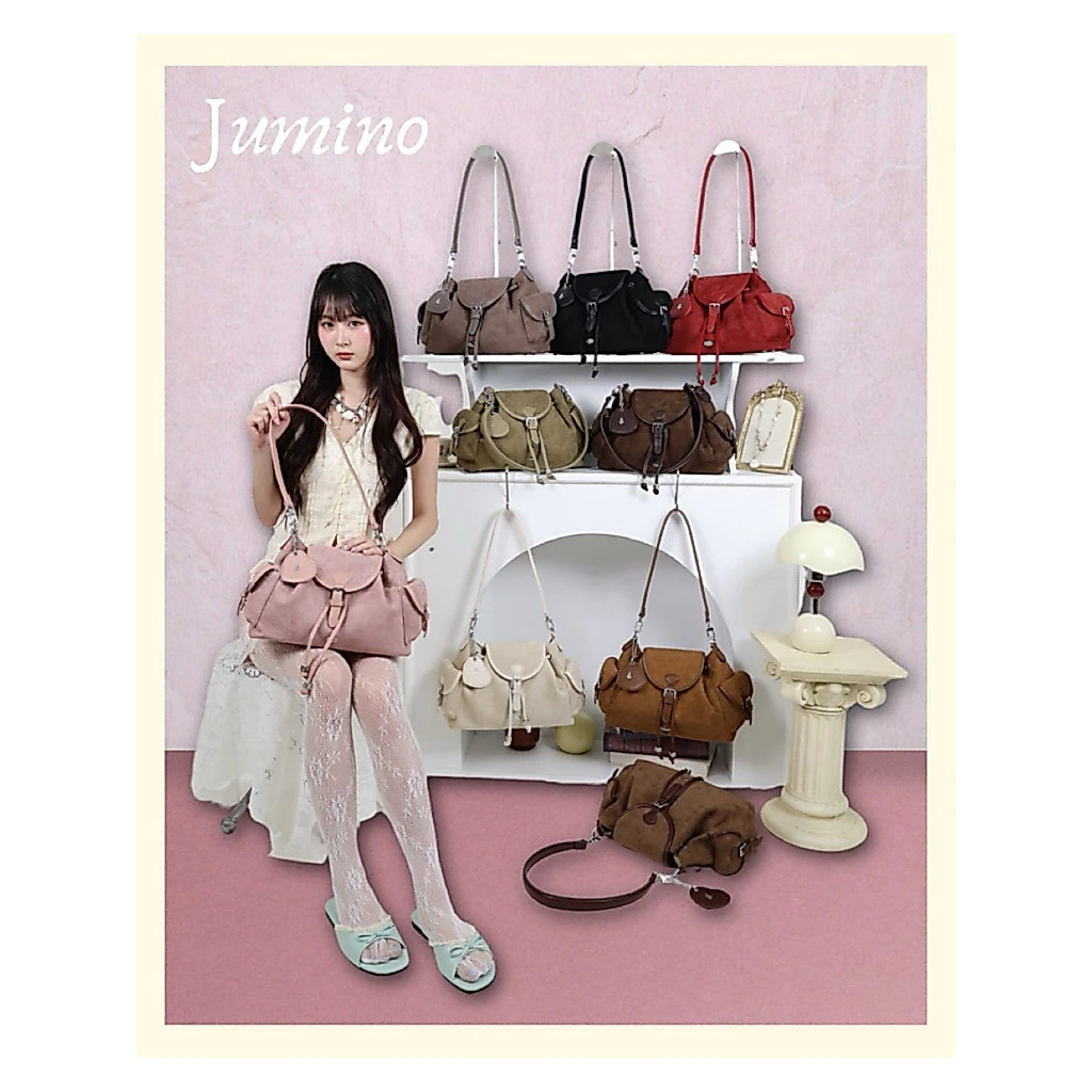 🫒💫🤎Jumino กระเป๋า Cargo ขนมจีบ ทรงHobo มีสาย2เส้น 13 นิ้ว #Ipad ใส่ได้ by 8anglesshop E057