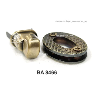 BA 8466 ตัวล็อคฝากระเป๋า แบบหัวลูกบิด ขนาด29x22mm. Zinc Alloy Handbag/Purse Snap Lock