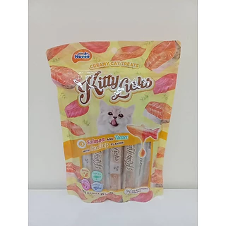 Kitty licks Novee ขนมแมวเลียสูตรดูแลสุขภาพผิว ขน เล็บ ลำไส้__แพค 25 ชิ้น***