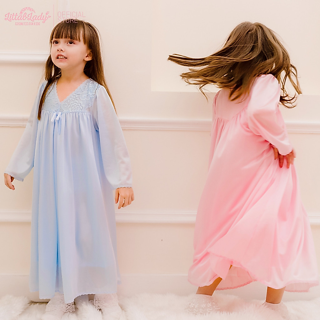 Littal Lady بيجاما بنات بياقة V وأكمام طويلة جيرسي — صورة 4