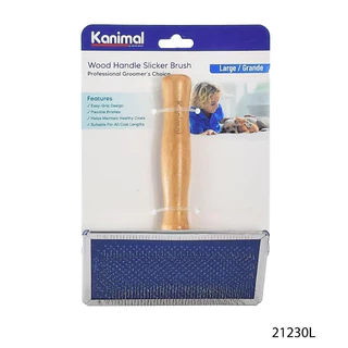 [21230] Kanimal Pet Slicker Brush แปรงสลิคเกอร์ หวีสางขนด้ามไม้ (ไร้หมุด) สำหรับสุนัขและแมว Size S / M / L