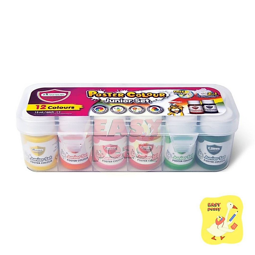 สีโปสเตอร์ Master Art ขนาด 15 ml. 12 สี พร้อมกล่องพลาสติก