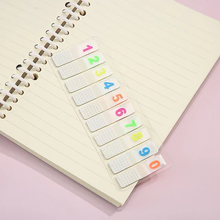 Sticky Note Sticker Index แบบพลาสติก ตัวเลข 0-9 มีลวดลาย มีกาวด้านหลัง