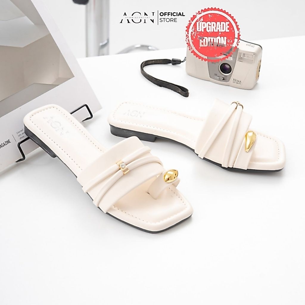 Aghnia Womens Flat Sandals with Korean Style Straps รหัส JB4u