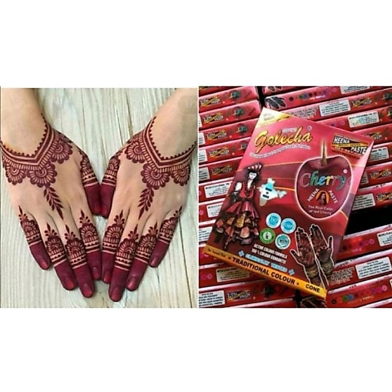 Golecha RED CHERRY Henna 1pcs Inai Ukir/ Inai Hand Henna Herbal Golecha (CHERRY RED)/Inai kadi และ u