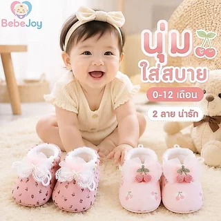 รองเท้าเด็กผ้าฝ้ายนุ่มระบายอากาศกันลื่น Prewalker สายคล้องน่ารักเชอร์รี่พิมพ์ทารกแรกเกิด 0 12 เดือน
