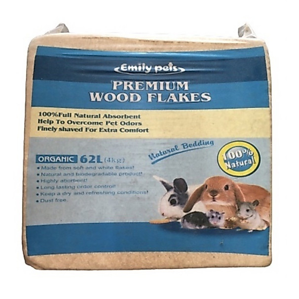 EMILY PETS PREMIUM WOOD FLAKES 4KG / NATURAL BEDDING สําหรับ HAMSTER / CHINCHILLA / RABBIT / GUINEA 