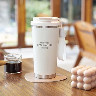 พร้อมส่ง SITARAYURI แก้วน้ำเก็บอุณหภูมิเปิดดื่ม 2 แบบ สแตนเลส SUS304 ขนาด 560ml จับถือได้สะดวก พร้อมสายหูหิ้วผ้าแคนวาส