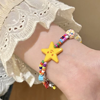 สร้อยข้อมือ เชือกลูกปัด จี้รูปดาว🌟 เชอร์รี่ หลากสี dopamine🌈 สีสันสดใส ส่งเร็ว