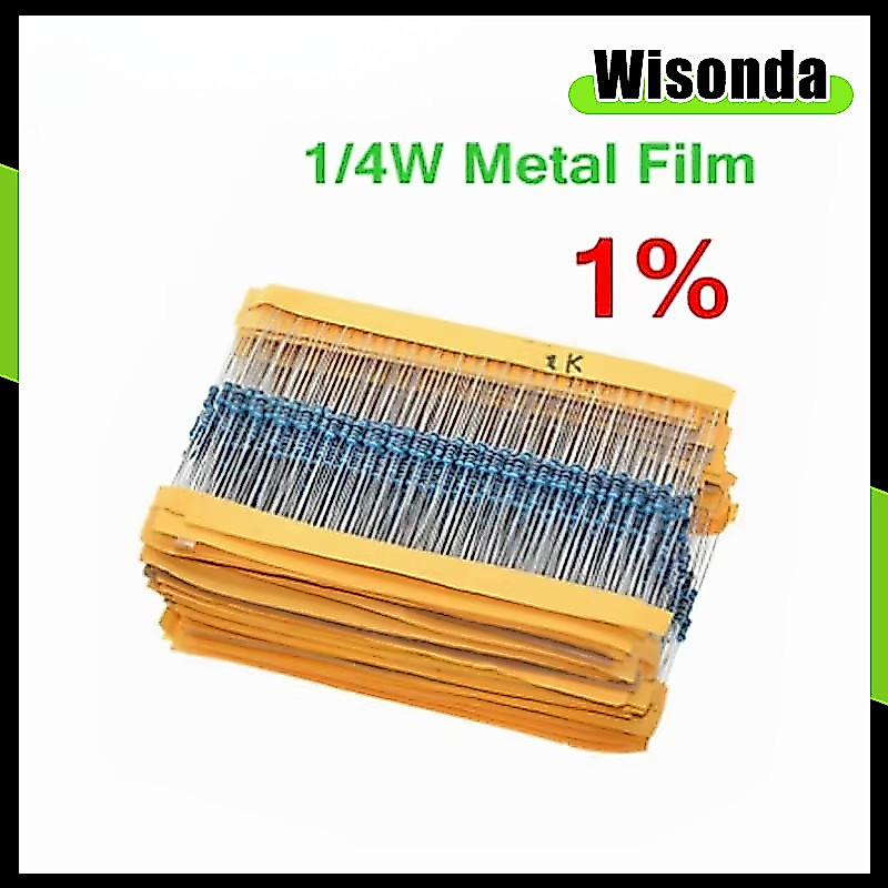 100 ชิ้น 1/4 วัตต์ตัวต้านทานฟิล์มโลหะ 18R ~ 2K 18R 30R 47R 100R 220R 1K 2K โอห์ม 1% โอห์มความต้านทาน