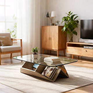 🔥พร้อมส่ง🔥โต๊ะกลาง ความหนา coffee table โต๊ะกลางโซฟา กระจกนิรภัย แข็งแรงและทนทาน ติดตั้งง่าย J