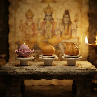 ของไหว้หิ้งพระสายมู ชุดไหว้ปลอมแบบหรู ดูมงคล ไม่ต้องเปลี่ยนบ่อย พานดินปั้น TAWAI01
