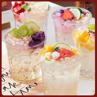 แก้วพลาสติกPET 8oz, 12oz, 16oz, 50ใบ-100ใบ รุ่นหนาพรีเมียม + คู่ฝา แบบแบน แบบโดม แก้วโอ่ง