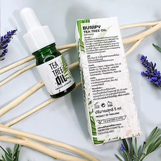 ทีทรีออยล์ Tea tree oil (ยี่ห้อบั๊มพ์ปี้) ขนาด 5 มล. ทาแผลเจาะใหม่ แผลบั๊มพ์ หนองเรื้อรัง อักเสบบวม ปวด หลังเจาะ แต้มสิว