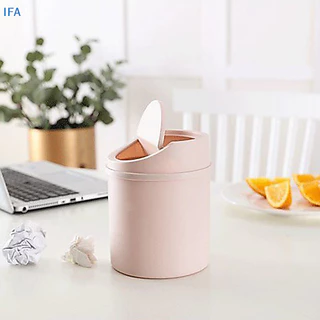 IFA Mini Desktop Bin ถังขยะขนาดเล็กหลอดพร้อมฝาครอบห้องนอนถังขยะขยะสามารถทําความสะอาด Workspace กล่องเก็บบ้านโต๊ะดี