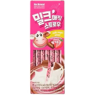 T หลอดเปลี่ยนรสชาตินม โนแบรนด์ มิลค์ เมจิก สตรอว์ Milk Magic Straw 78g