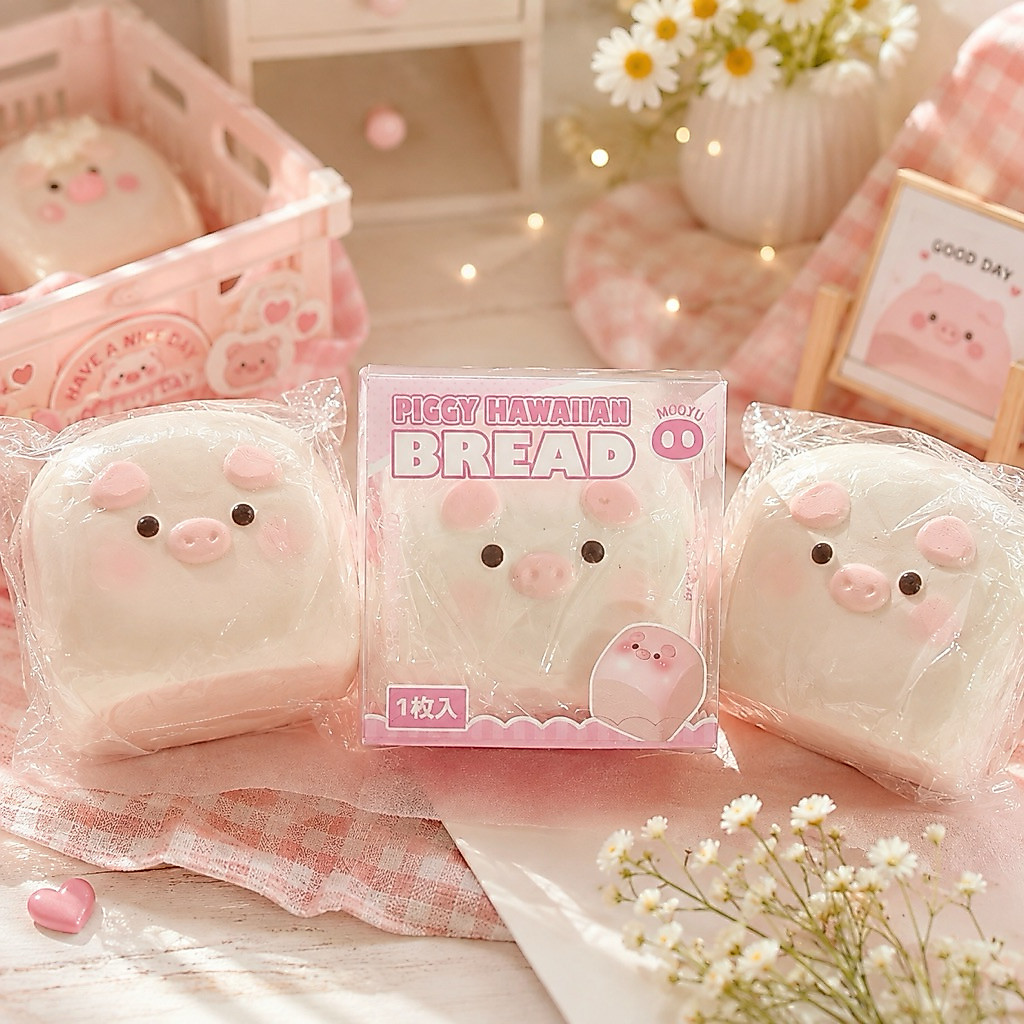 ( พร้อมส่ง ) Mooyu หมูชมพู บีบฟิน เนื้อหนึบ สโลว์สุดๆ น่ารักมากก