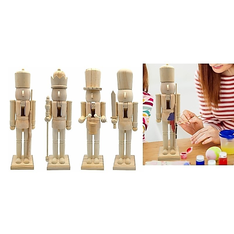 Cc Christmas Nutcrackers สีที่ยังไม่เสร็จคริสต์มาส Nutcrackers เครื่องประดับ Unpainted Puppet Walnut