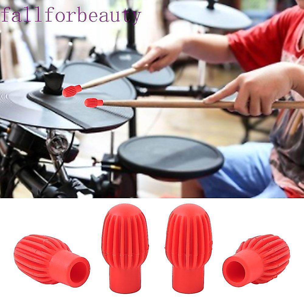 FALLFORBEAUTY กลอง Stick Practice Tip แบบพกพา 2/4 ชิ้นกลองอุปกรณ์เสริม Percussion Instruments ซิลิโค