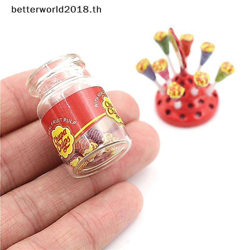 [bet] 1:12 Dollhouse Miniature Simulation Food Mini Lollipop With Case Holder [TH]