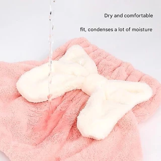 [COD] ผมแห้งหมวกผู้หญิงหนา Super Absorbent Coral Velvet Bow หมวกผมแห้ง Quick-Drying Hair-Free Hair-Drying ผ้าขนหนูโบว์ใหม่น่ารัก Headscarf หมวกอาบน้ําปกป้องผม