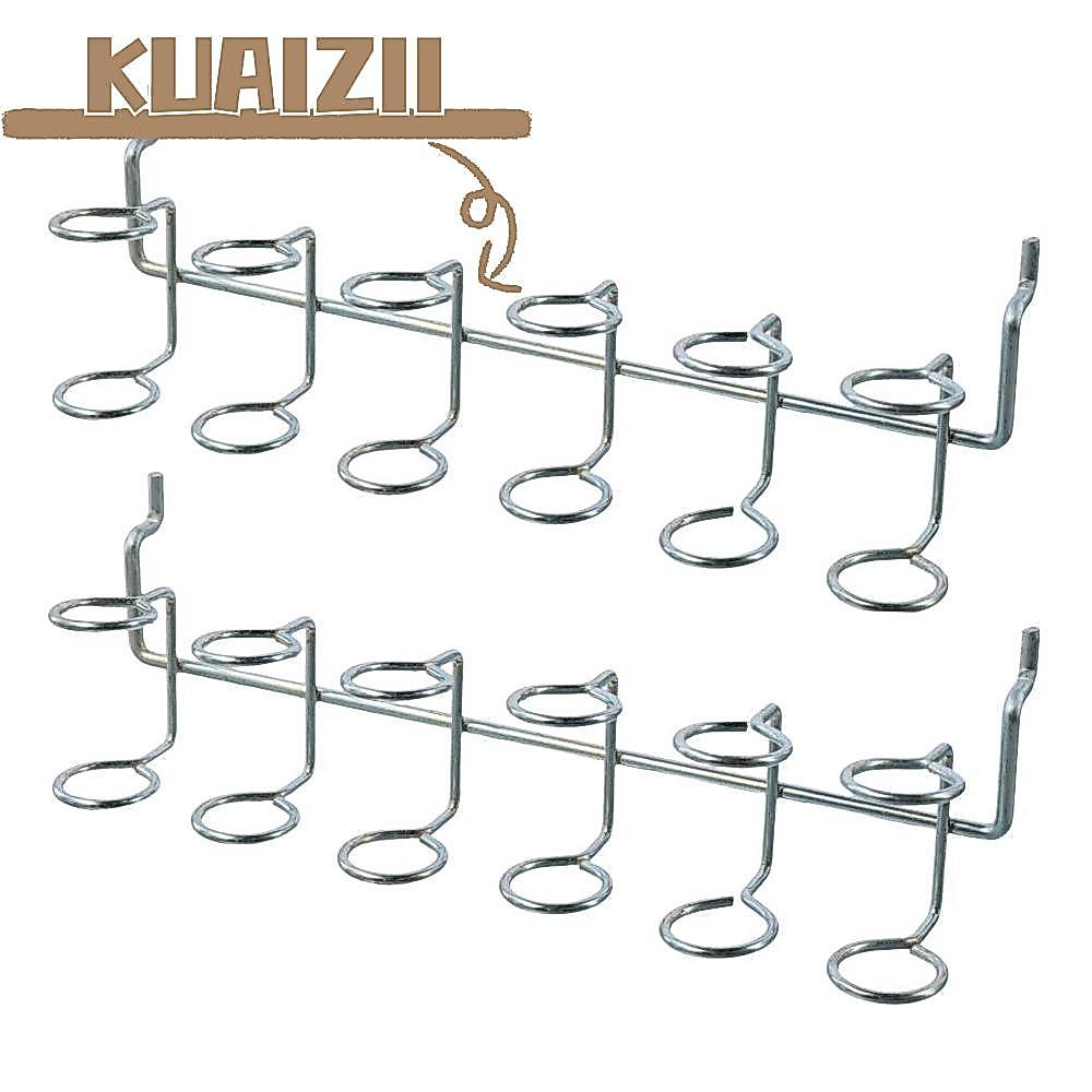 KUAIZII ตะขอ Pegboard เหล็กรีดเย็น ตะขอแขวนหกแหวนสีเงิน Pegboard