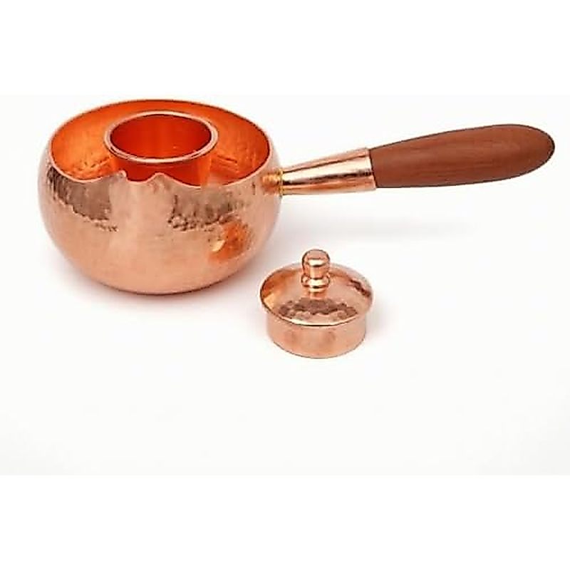 Fenteer Vessel ทองแดงกาน้ําชากาต้มน้ําหม้อ Infuser พร้อม Handcrafted ค้อนทุบ Finish และด้านข้างสําหร