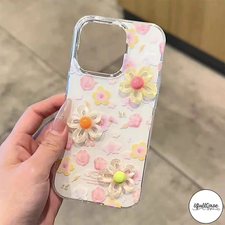 เคสไอโฟน 16 11 สำหรับ IPhone 15 13 11 16 14 12 Pro Max 15Plus 16Plus 14Plus ดอกไม้ที่มีสีสันเต็มจอดาว IMD กล่องอ่อน
