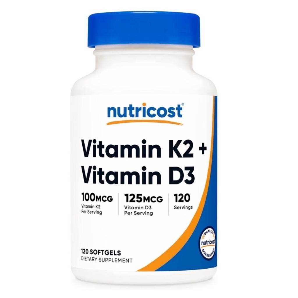 ( Nutricost ) Vitamin K2 + Vitamin D3 ( 120 ซอฟ์ทเจล )( นำเข้าจากอเมริกา )