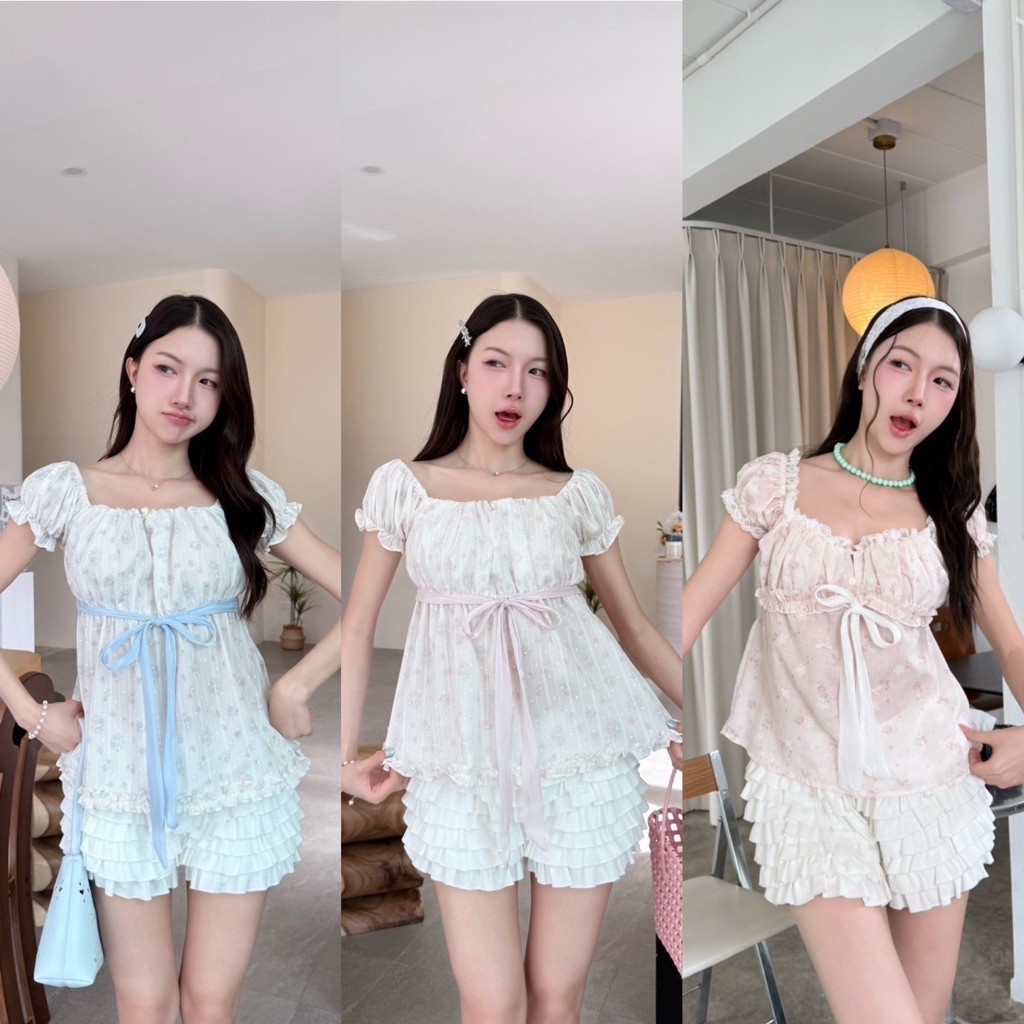 somethingcute เสื้อแขนตุ๊กตา แต่งเชือกผูกหน้า