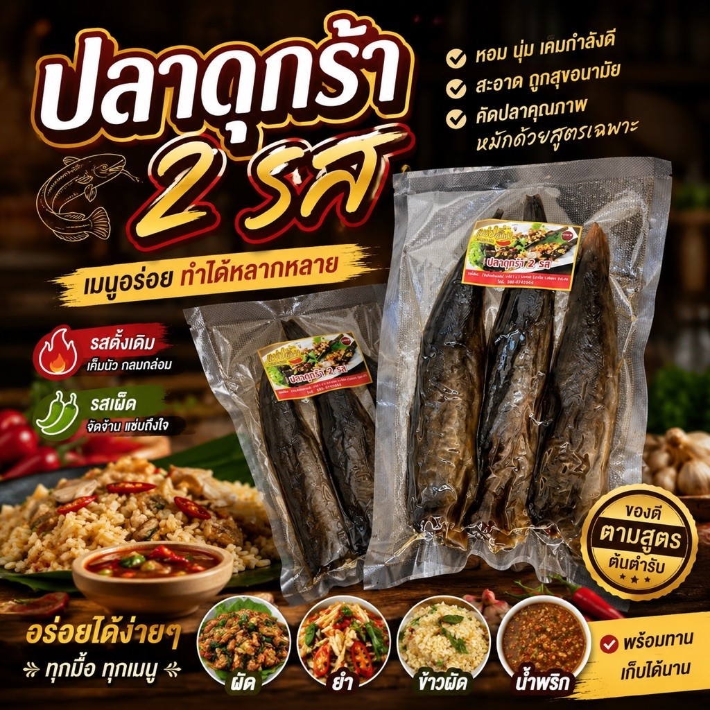 ปลาดุกร้า 2 รส แม่ปลื้ม สินค้า OTOP