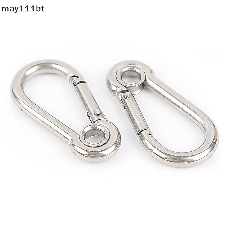 [ใหม่] M4 M5 M6 M7 M8 Stainless Steel Carabiner Carbine Snap Hook พร้อมตาไก่สปริง Bule Key Ring [TH]