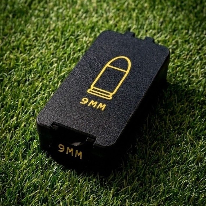 กล่องเปล่าสำหรับจัดเก็บกระสุน ขนาด 9MM บรรจุ 50 ช่อง สีดำ(กล่องเปล่าเท่านั้น)
