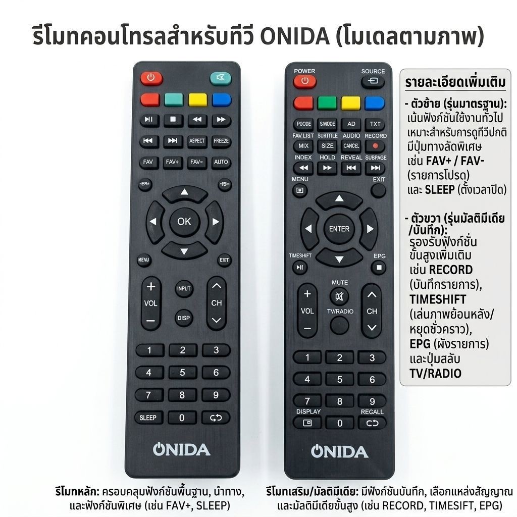 รีโมททีวี Onida ใหม่แท้ ใช้กับTVจอแบน คละแบบส่ง