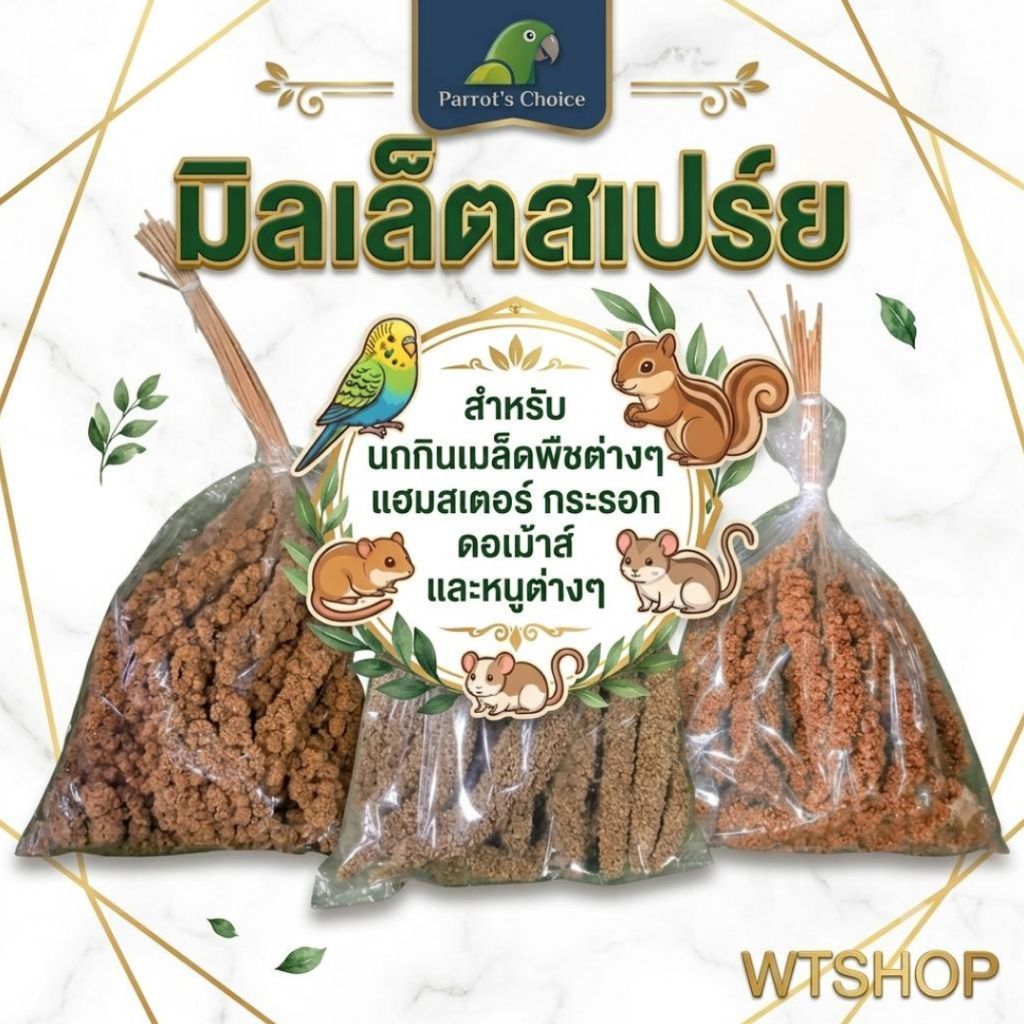 มิลเลตเปร์ยแดง มิลเลตสเปร์ยเหลือง มิลเล็ตสเปร์ยสำหรับนก กระรอก และแฮมสเตอร์