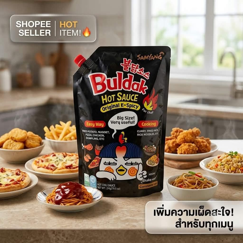 [พร้อมส่ง/ถุงใหญ่คุ้ม] Samyang Buldak Hot Sauce ซอสไก่เผ็ดซัมยัง สูตรออริจินอล ถุงเติม 2 kg(สำหรับร้านค้า/ผู้ประกอบการ)