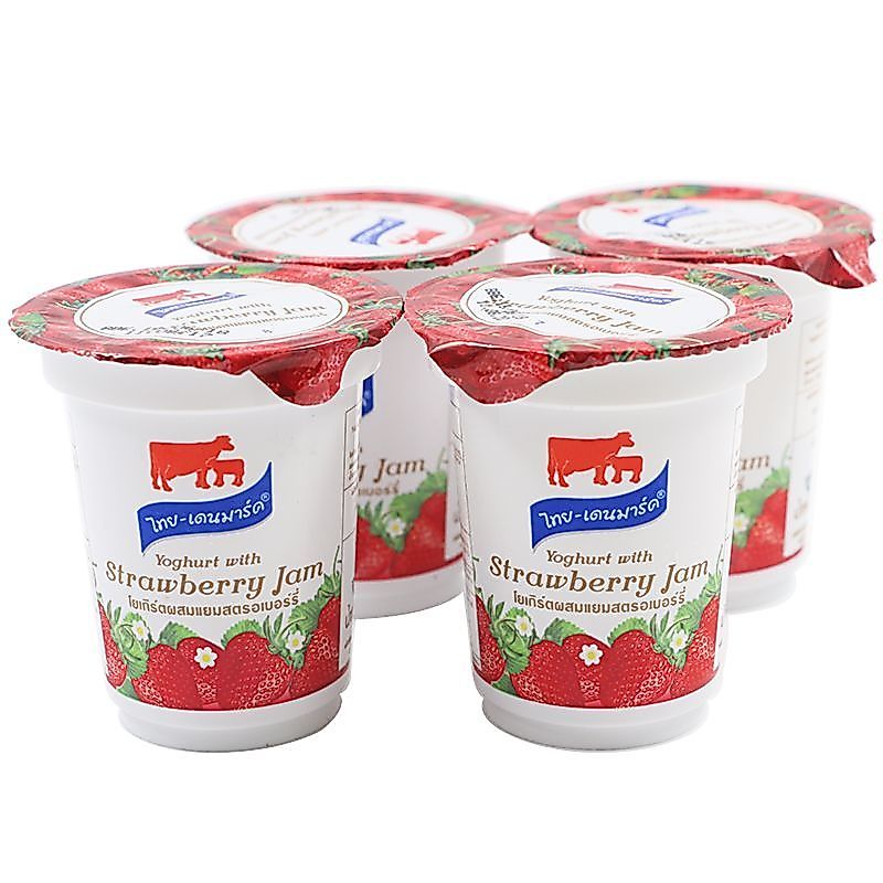 ไทยเดนมาร์คโยเกิร์ตผสมแยมสตรอเบอร์รี่ 120กรัม แพค 4 ThaiDenmarkYogurtStraw120gX4 [หมายเลขบาร์โค้ด 0000048336215 ]