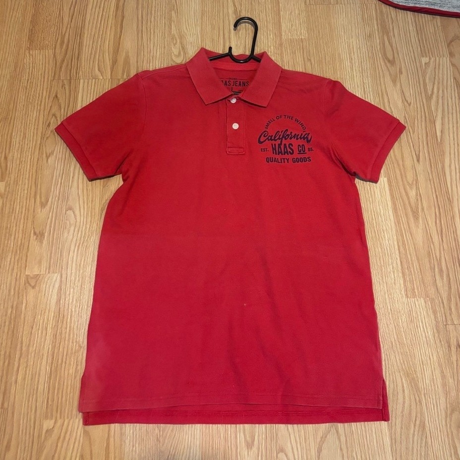 HAAS JEANS ORIGINAL เสื้อโปโลผู้ชาย คอปก สีแดง ไซส์L อก40“
