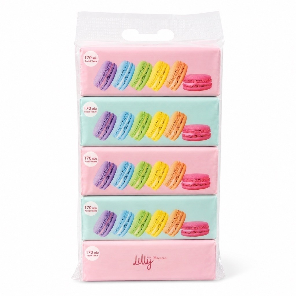 กระดาษทิชชู่ แพ็ก5 Lillyลิลลี่ มาการอง 170แผ่น มีแบบลัง***