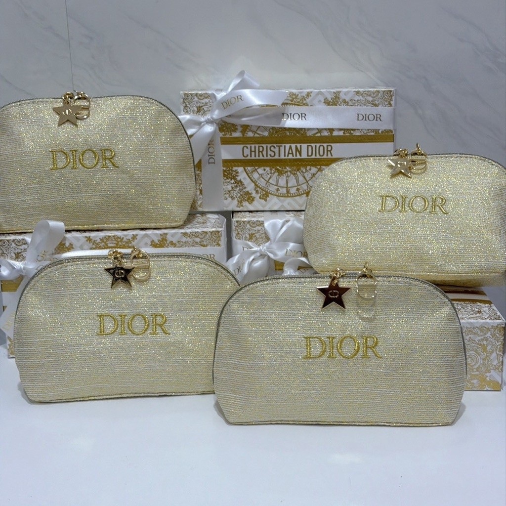 Vip Gift 2024 Christmas Limited Gold Thread Cosmetic Bag