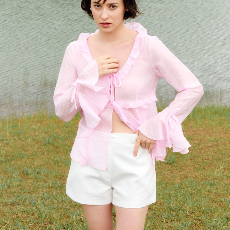 nichii - Lara Top เสื้อเชิ้ต แขนระบาย