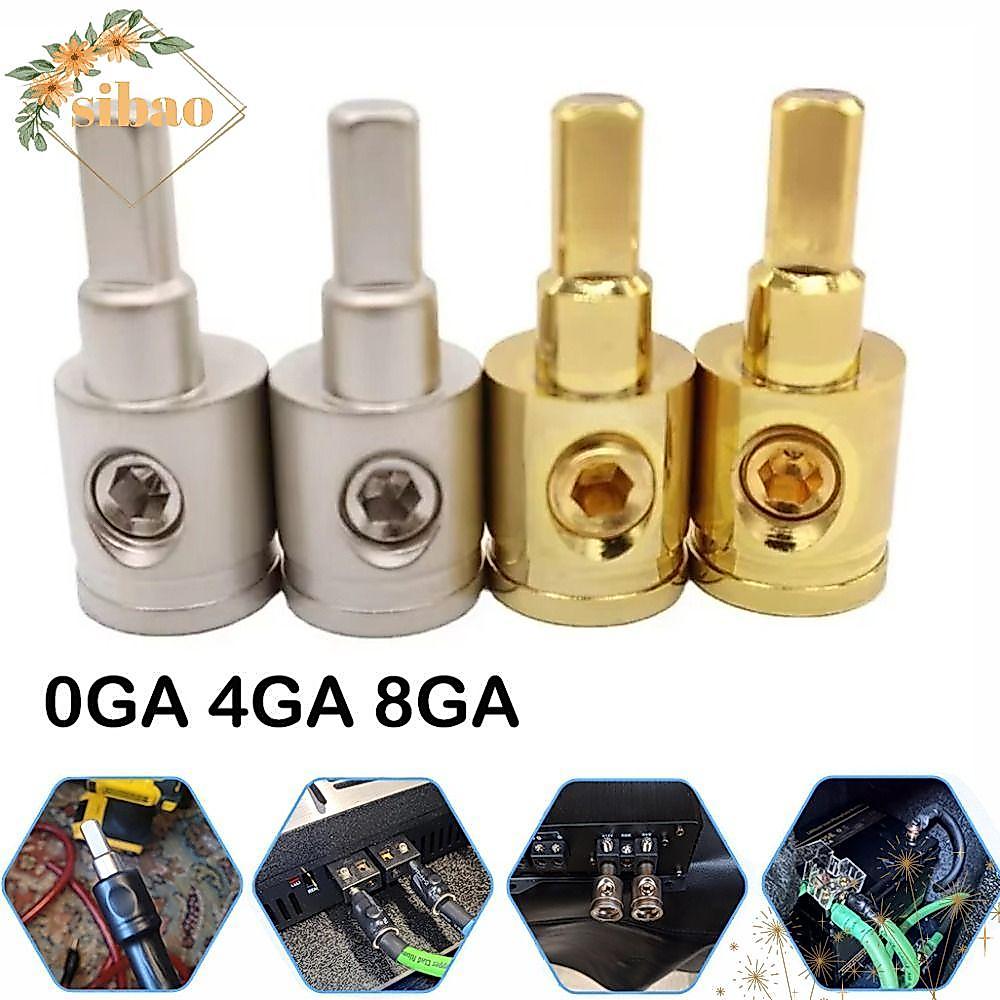 SIBAO Car Speaker Wire Terminal, 0GA 4GA 8GA Gold Silver Car Audio Connector, ทองแดงบริสุทธิ์เครื่อง