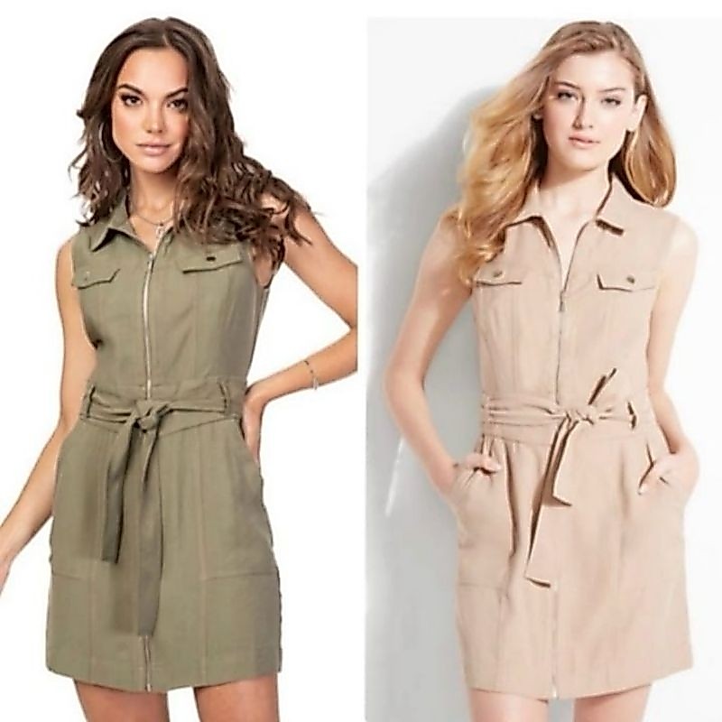 Gue...s Cargo Zipper In Frort Of Midi Dress ZIP5023