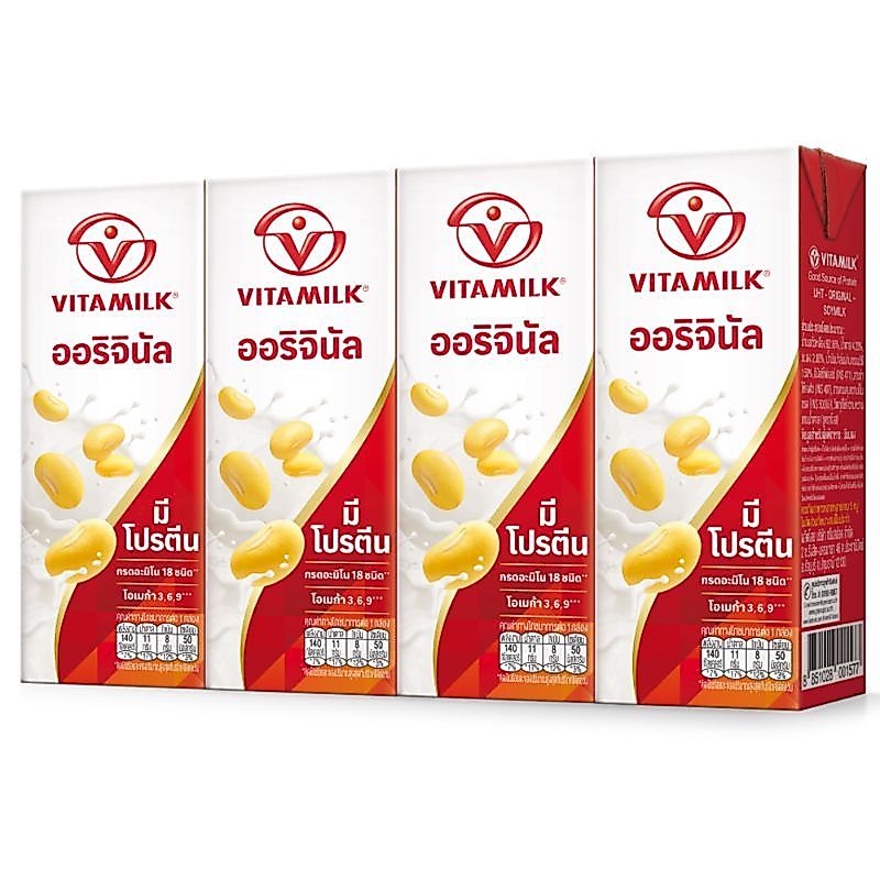 ไวตามิลค์น้ำนมถั่วเหลืองยูเอชทีสูตรออริจินัล 200มล แพค 4 Vitamilk Original Soy Milk UHT 200ml Pack 4 [8851028001584 ]