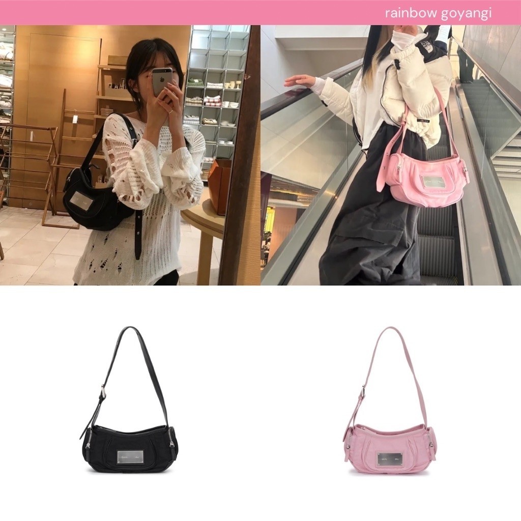 พร้อมส่ง | MATIN KIM Madeleine Round Bag Pink / Black 🤍🐈‍⬛🎀