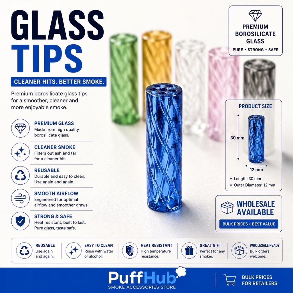 Glass Tips – 30mm Borosilicate Glass Filter Tips with Smooth Airflow