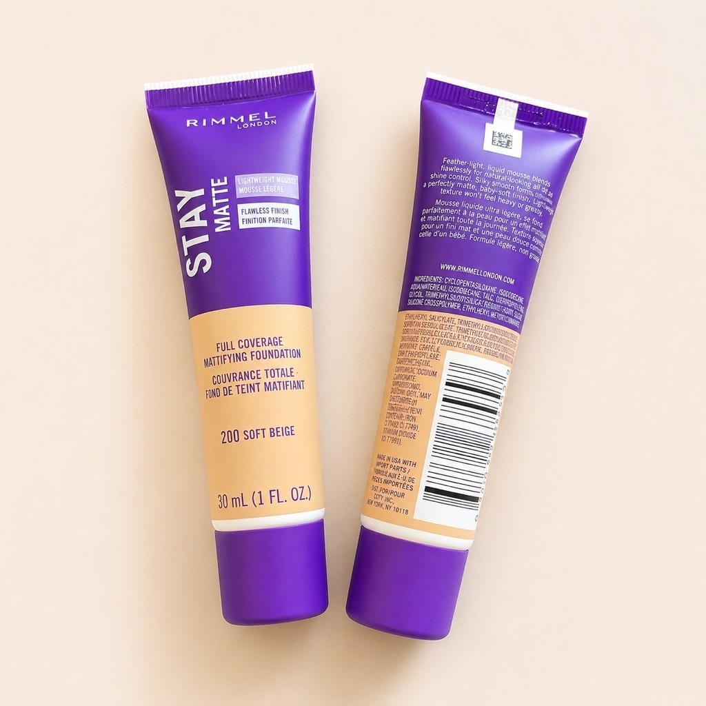 รองพื้น Rimmel London Stay Matte Liquid Mousse Foundation ขนาด 30ml. (เฉดสี 200 Soft Beige)