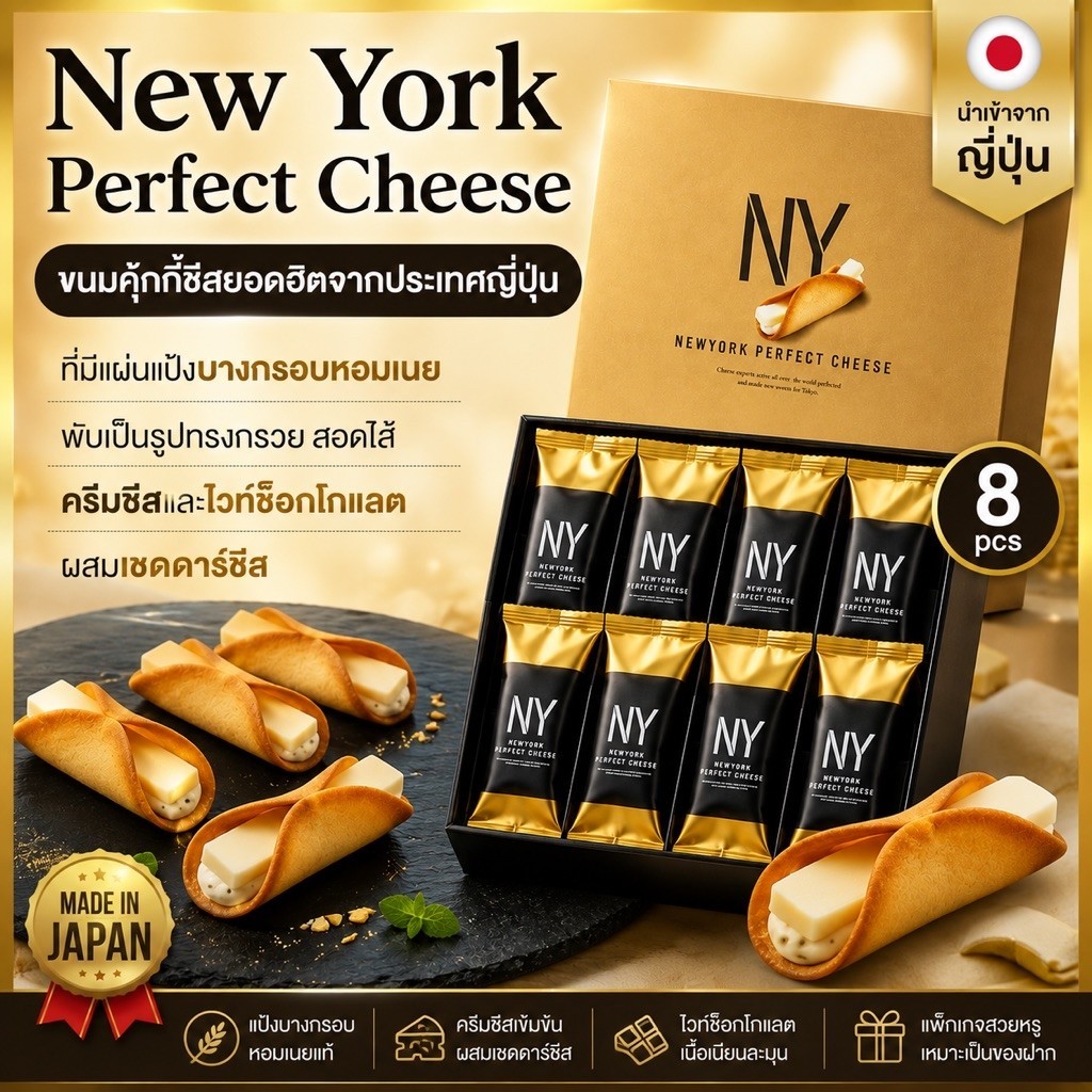 New York Perfect Cheeseขนมคุ้กกี้ชีสยอดฮิตสอดไส้ไวท์ช็อกโกแลตจากญี่ปุ่น
